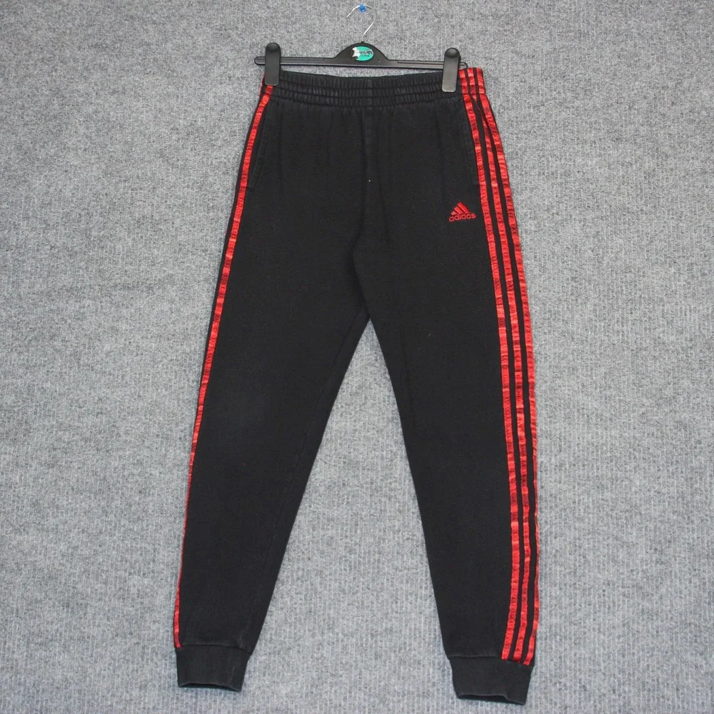 Adidas Tracksuit Set‎ Kids Black Red 3 Stripe Logo Hoodie Sweatpants Youth L